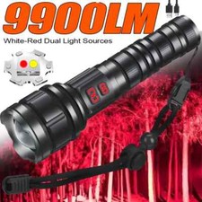 Powerful Red Laser Flashlight Torch Rechargeable Light Handheld Camping Lamp  