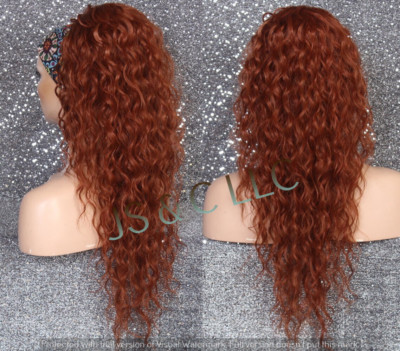 Copper Red Auburn Human Hair Blend PONYTAIL Hairpiece Drawstring ex long wavy