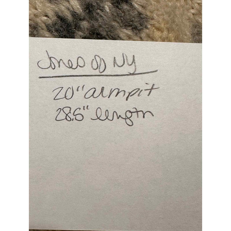 Jones New York Womens Cardigan Sz L Petite Ivory Gray Hand Knit Wool