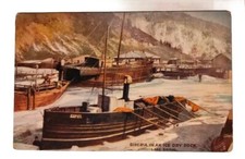 Vintage Postcard Tucks Oilette Lake Baikal Ship In A Ice Dry Dock Siberia Russia