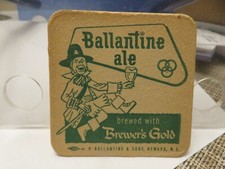 Vintage BALLANTINE ALE "BREWED WITH BREWER'S GOLD" SINGLE-SIDED COASTER