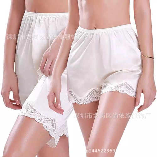 Pantaloncini dritti donna estivi vacanze tempo libero pizzo seta tinta unita giuntati - Foto 54 di 54
