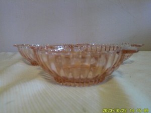 3 Fortune Pink Depression Glass Dessert Bowl Glass