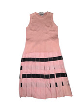 Vintage Carlisle 2pc Pink and Black Silk Skirt Set Sleeveless Pleated Knee Lengt