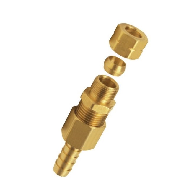 Compression 3/8" OD to 3/8 Hose Barb fitting Transmission Cooler Line