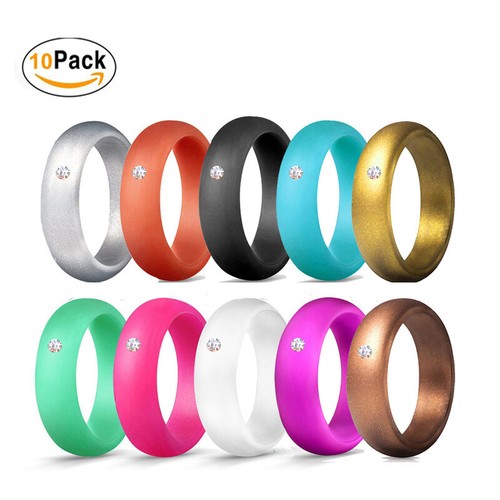 5/7/10 Pcs/Set Diamond silicone rubber wedding ring gift for men and women - Picture 25 of 25