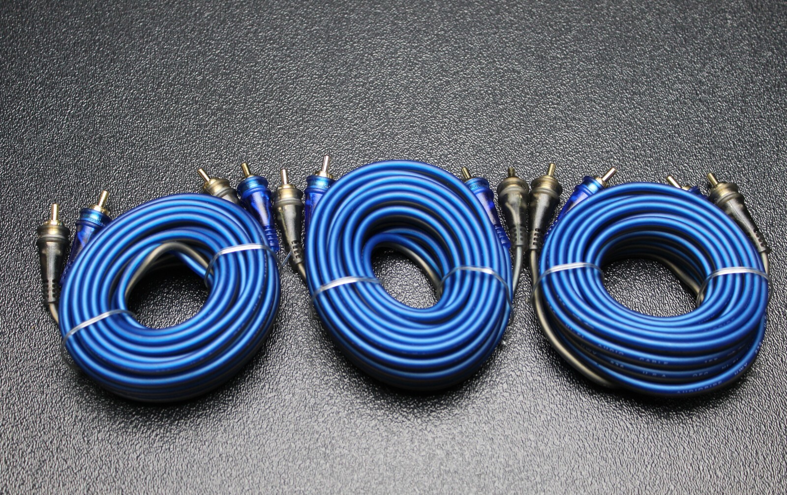 3 PC 17 FT RCA WIRE BLUE GRAY 2 CHANNEL CAR HOME AUDIO INTERCONNECT