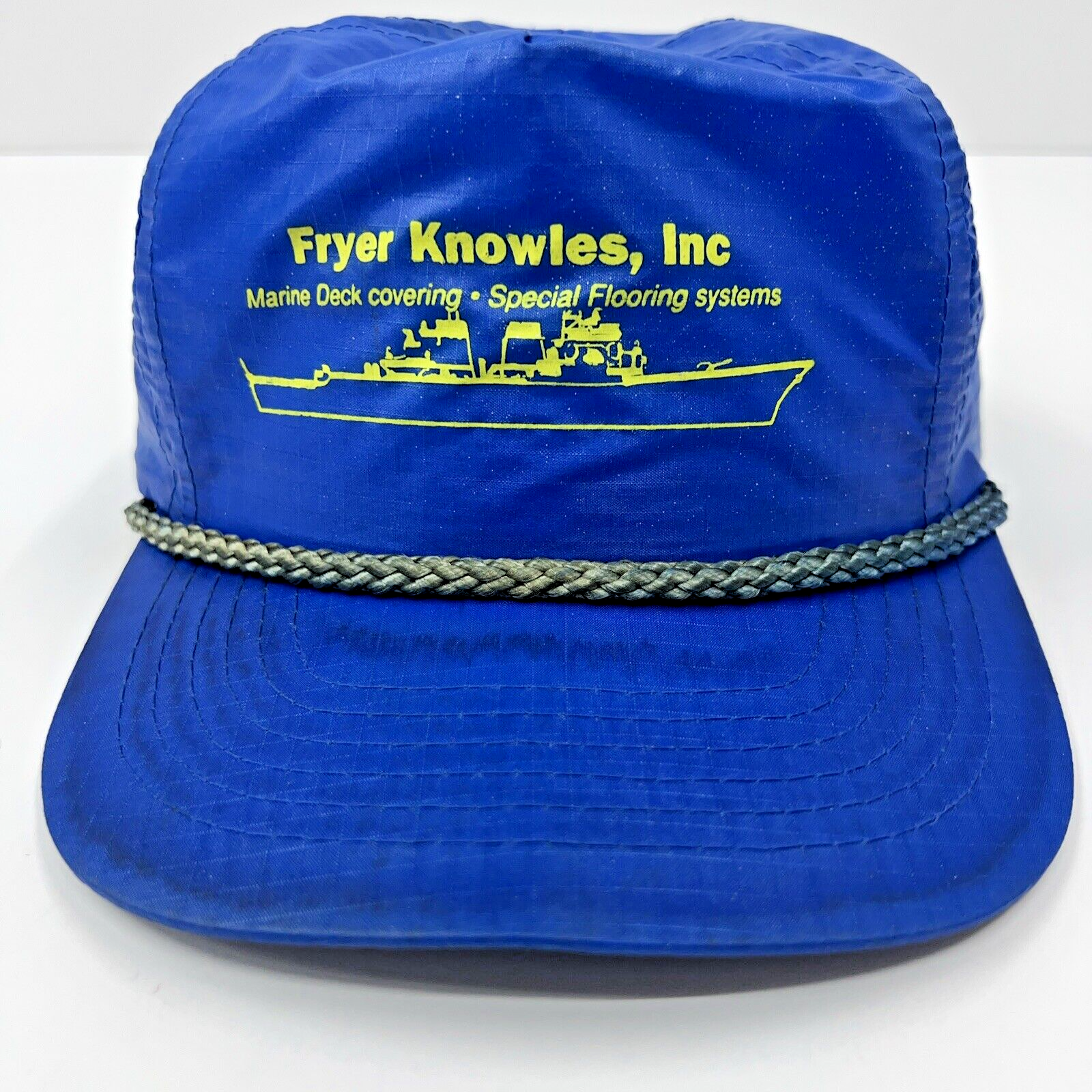Vintage Fryer Knowles Designer Snapback Hat with Rope Detail in Blue Vinyl