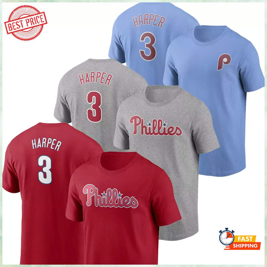 Nike Men's Philadelphia Phillies Bryce Harper #3 Blue T-Shirt