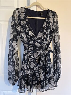 forever 21 navy blue floral dress Floral Dress - Navy Blue - Forever 21 - Small