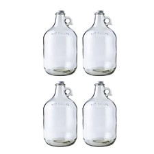 Paquete de 4 jarras de vidrio de 1 galón (128 oz) con tapas de polisello multiusos de 1 galón