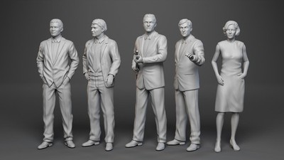 Mission Impossible  5 Figure Set Barney Jim Willy Rollin Cinnamon 3D Print 1:24