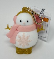 NEW BATH  BODY WORKS PINK SNOWMAN POCKETBAC HOLDER HAND SANITIZER CLIP CUTE