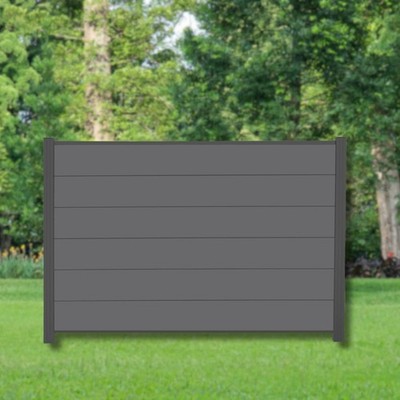 WPC Zaun Komplettset Sichtschutzzaun Gartenzaun Alupfosten Anthrazit 180x120 cm