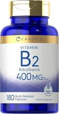 Carlyle Vitamin B-2 400mg 180 Count Non-GMO Gluten Free Supplement B2 Riboflavin