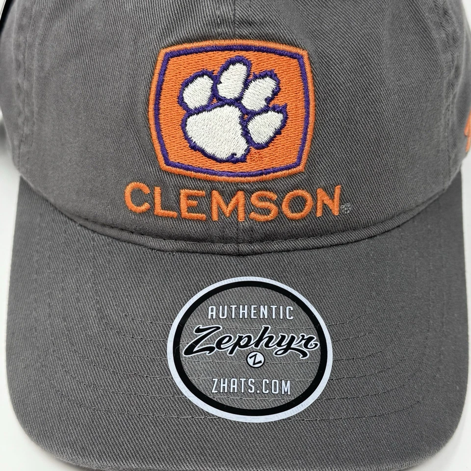 Zephyr Clemson Tigers Paw Logo Curved Bill Adult Gray Hat Dad Cap Adjustable NEW - Image 2 of 4
