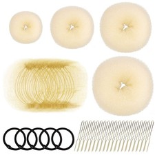 Hair Styling Set - Bun Maker, Hair Nets, Hair Pins, and Elastic Bands in Vari...