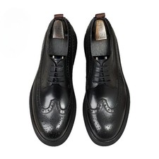Men Oxfords Genuine Leather Lace-Up Thick Sole Dress Shoes Business Work Shoes