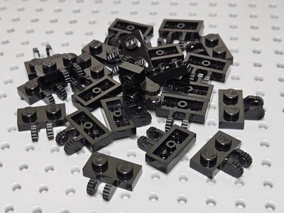 Lego Scharnier Verriegelungsplatte 1x2 mit 2 Fingern an der Seite [60471] schwarz x24