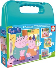 NEW EDUCA Jigsaw Puzzle 4 in 1 Pieces Progressive Puzzles Case Peppa Pig