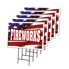 Fireworks 5 Pack of 12 x 16 Yard Sign  Stake | Advertise Your Business | Stak...