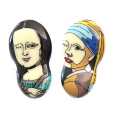 Kutani Towar Pałeczka Podpory Para Mona Lisa Dziewczyna Niebieski Turban Ceramika Japonia