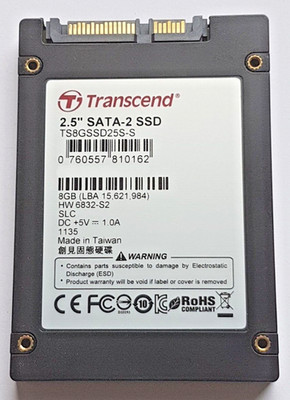 8 GB SATA 1.5Gbs Transcend SSD TS8GSSD25S-S 2D-NAND SLC 2.5'' internal hard drive