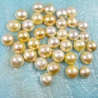 Cultured Rare Size 8-9mm Round Australian Mabe Pearl Cream Golden Colour, Qty 1