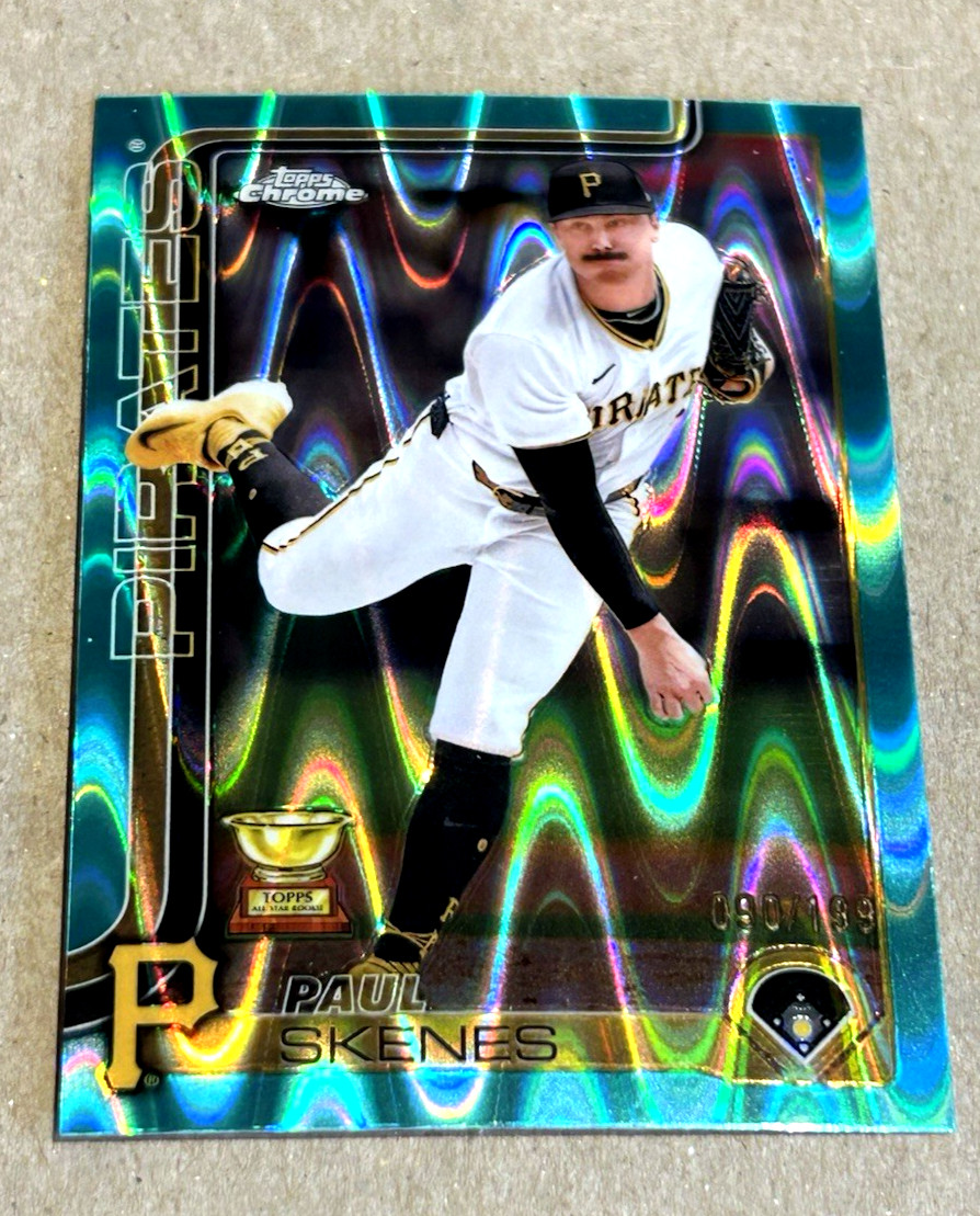 2025 Topps Chrome #300 Paul Skenes Aqua Raywave Refractors #/199