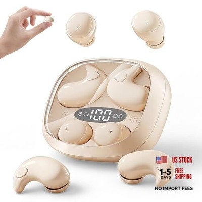 Sleep Earbuds for Side Sleepers, 2 in 1 Mini Earbuds Wireless Bluetooth Beige