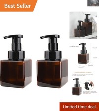 Stylish Amber Foaming Soap Dispenser Set - 2 x 250ml Refillable Pump Bottles