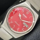VINTAGE SEIKO 5 AUTOMATIC 6309A JAPAN MENS ARABIC RED COLOR DIAL WATCH a701664-1
