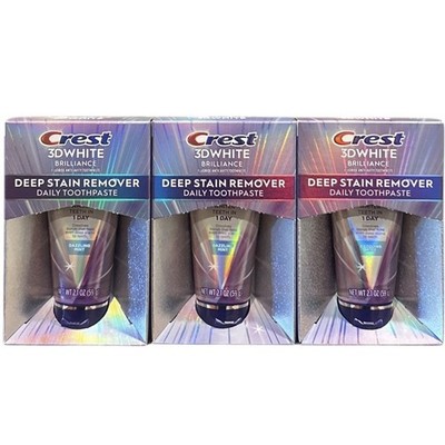 3 Crest 3D White Toothpastes Brilliance Deep Stain Remover Dazzling Mint