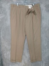 Chaps Dress Pants Mens 38x30 Beige Wool Pleated Cuffed Career Trouser Preppy