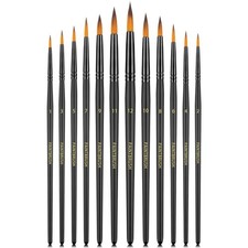 FENORKEY Watercolor Brushes Professional Set  12pcs Artist 12pcs, Black