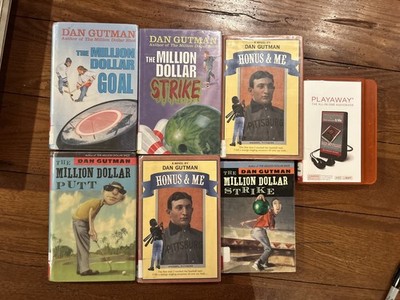 Lot Of 7 Dan Gutman Books & Playaway Honus & Me Million Dollar Ex Library