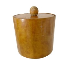 Vintage 80s Elmar Ice Bucket Made in USA Brown Faux Leather Barware Serveware