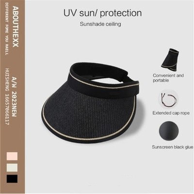 SunHat With Ponytail Hole Summer Sun Visors Hat Wide Brim Women Visors Hat