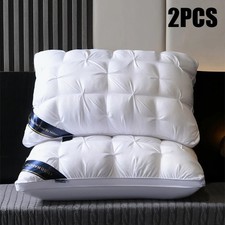 Pack of 2 Bed Pillows Quilted Hotel Quality Down Alternative Gusseted Pillow