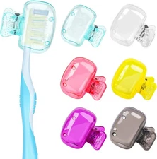 6 Pack Toothbrush Covers Portable Pink, Purple, Yellow, Teal, Clear, Gray 
