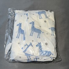 Pottery Barn Kids Baby Finley Zebra Organic Crib Fitted Sheet Blue 7001
