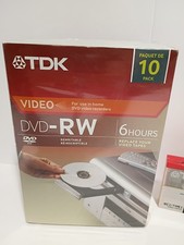 TDK DVD-RW 6 Hours Video Recording Discs 10 Pack Rewritable 4.7GB DVD Recorder
