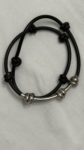 Salvatore Ferragamo Stylish Black Cord and Silver Accent Bracelet