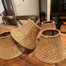 Lot of 4 Woven Wicker Bell Lamp Shades Beige ...