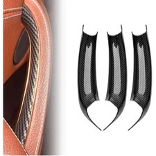 3PCS Car Interior Protector Door Pull Sticky Handle Grab Passenger Side Carbon 