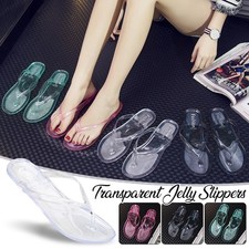 Summer Beach Flat Clear Flip Flops Transparent Slippers Female Jelly Shoes