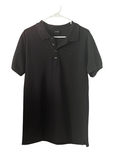 Diesel, Diesel Knit Polo Logo Button Up Shirt 100% Cotton Preppy Casual Blk SZ XL