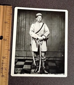 Civil War Captain James West Posing With Sword Military Photo Vtg Glossy Card