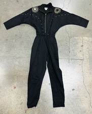 1980s Vintage RIO Women s Western Cowgirl Bedazzled Black Jumpsuit Size Medium