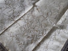Vintage Chinese Embroidered Floral Piano Shawl or Table Cover 30x29"+5"Fringe